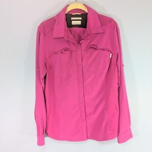 Columbia OmniShade Fucshia Button Down Sun Shirt